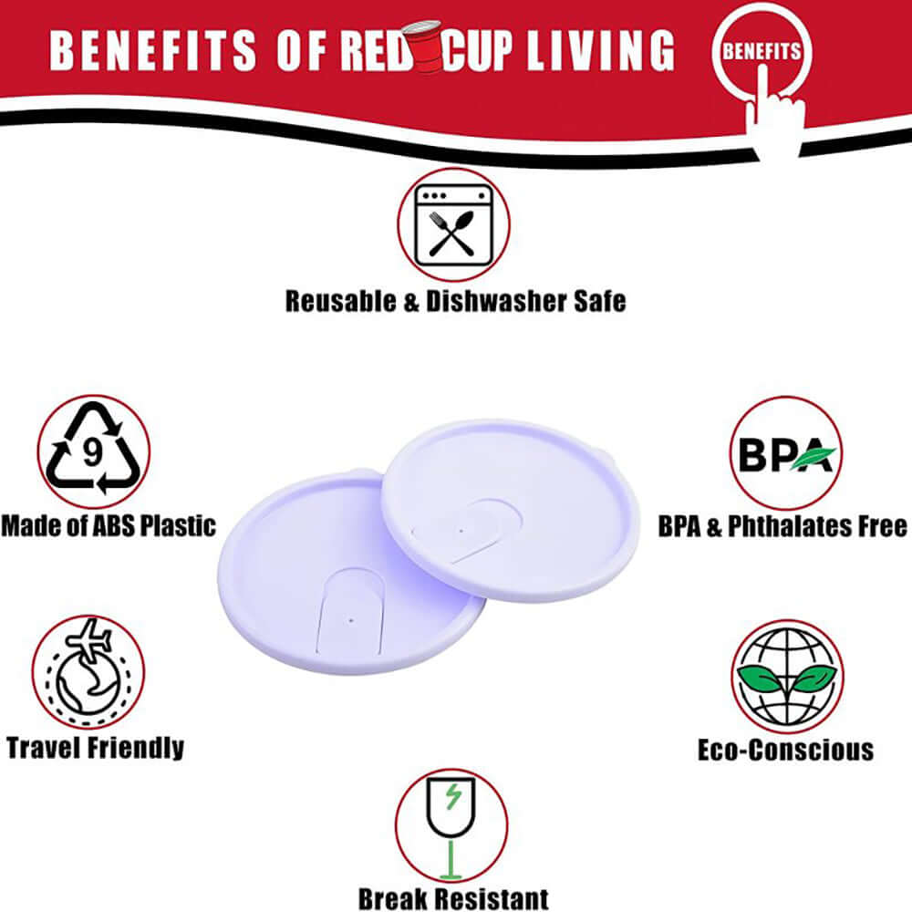 Reusable Red Party 18oz and 32oz Cups Lids | Durable plastic, BPA and Phthalates free | Eco-friendly